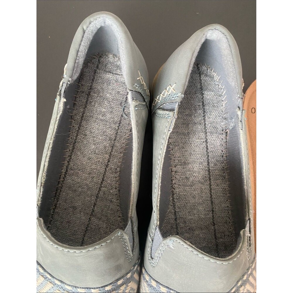 NEW Earth Origins Steel Blue Embroidered Nubuck Slip-Ons Bailey Flats Shoes Sz 9 - Picture 11 of 14